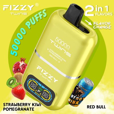 Fizzy Twins Strawberry Kiwi Pomegranate & Red Bull – 50000 Puffs – 10pcs
