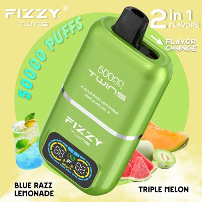 Fizzy Twins Blue Razz Lemonade & Triple Melon – 50000 Puffs – 10pcs