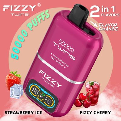 Fizzy Twins Strawberry Ice & Fizzy Cherry – 50000 Puffs – 10pcs