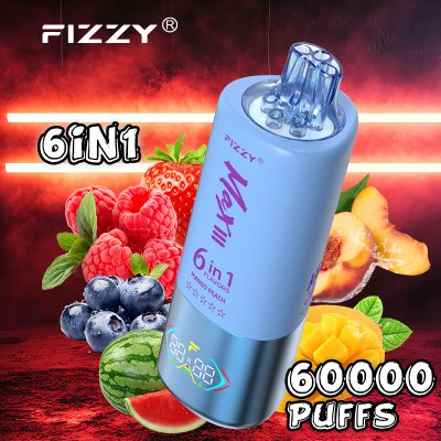 Fizzy Max III 6in1 60K 60000 Puffs Rechargeable Disposable Vape – Strawberry Raspberry & Mango Peach & Blueberry Watermelon – 10pcs