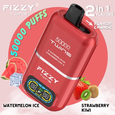 Fizzy Twins Watermelon Ice & Strawberry Kiwi – 50000 Puffs – 10pcs
