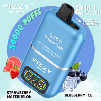 Fizzy Twins Strawberry Watermelon & Blueberry Ice – 50000 Puffs – 10pcs