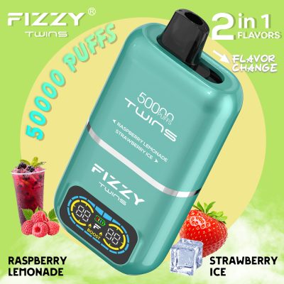 Fizzy Twins Raspberry Lemonade & Strawberry Ice – 50000 Puffs – 10pcs