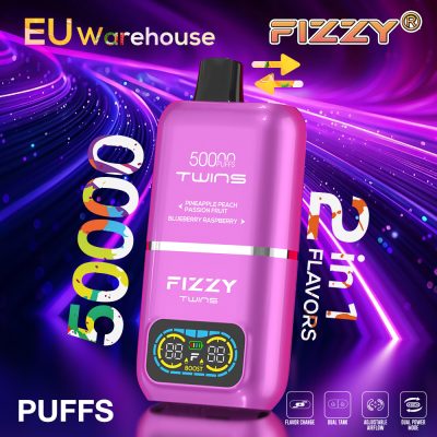 Fizzy Twins Pineapple Peach Passion Fruit & Blueberry Raspberry – 50000 Puffs – 10pcs